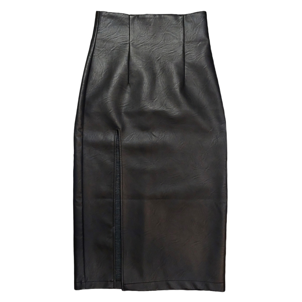 Topshop faux leather pleather maxi side slit skirt black 2